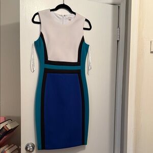 Calvin Klein Blue and White Colorblock Mini Dress